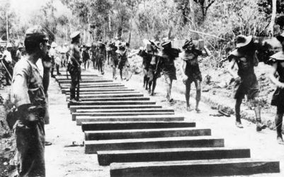 Australian POWs laying the track in Burma