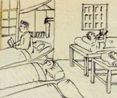 POW 's drawings - 'The Hospital Hut' 